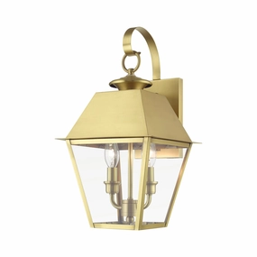 Wentworth Two Light Outdoor Wall Lantern Natural BrassOutdoor wall sconces with motion sensor