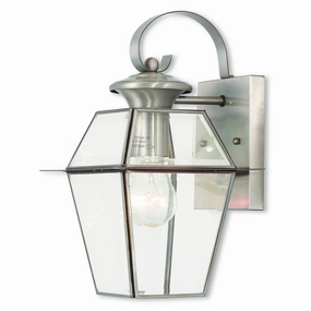 Westover One Light Outdoor Wall Lantern Brushed NickelOutdoor wall sconces with motion sensor
