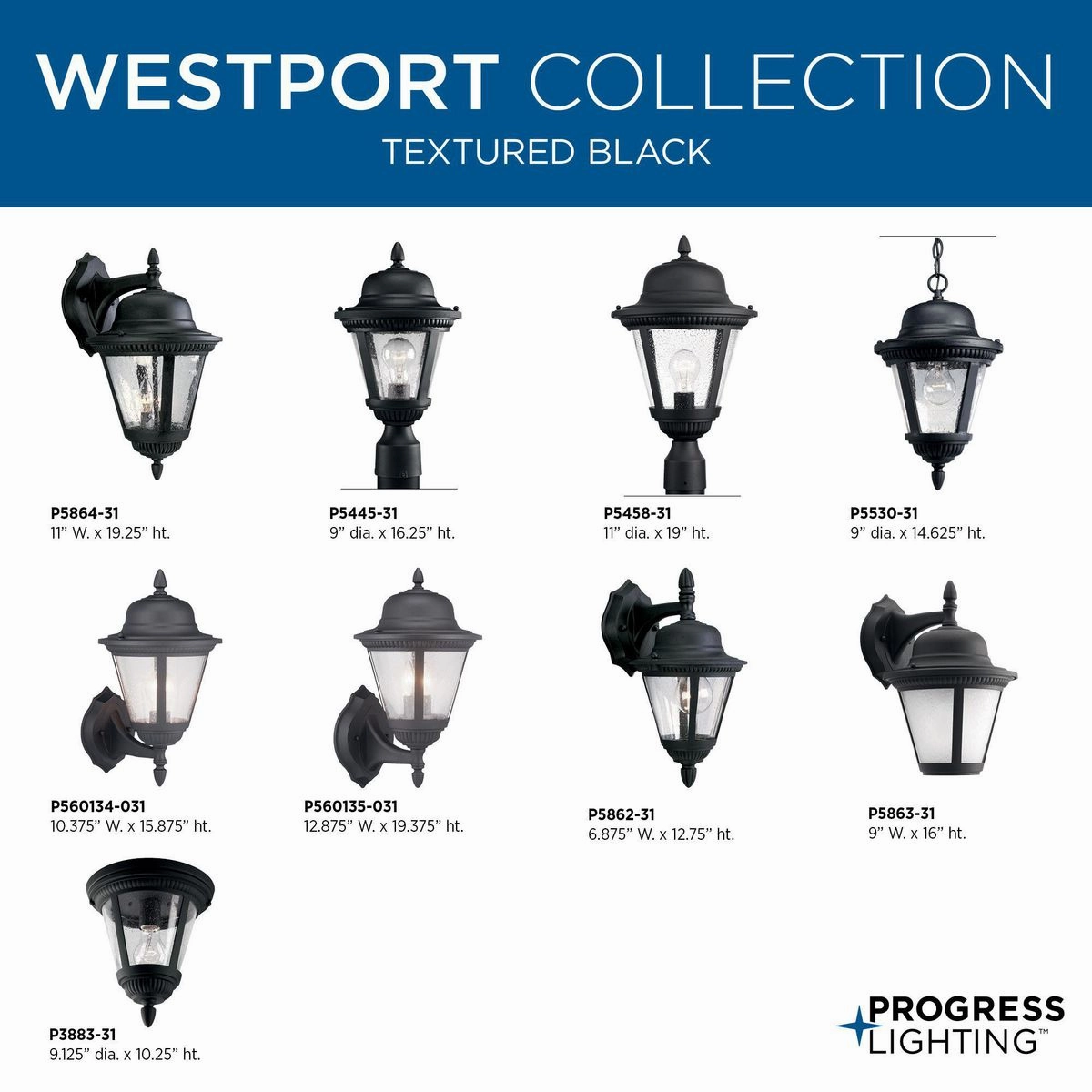 Westport One Light Wall Lantern Textured Black