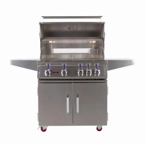 Whistler by Bonfire Outdoor 34 inch 4-Burner Freestanding Natural Gas Grill with Infrared Rear Burner CBF4DD-NG stainless steel BBQ grill with side table