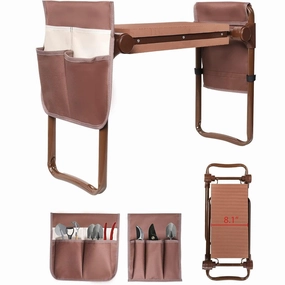 Widen Upgrade Garden Kneeler Seat Garden Stools Bench with 2 Tool Pouches, Brown ergonomic garden hand tools for seniors