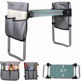 Widen Upgrade Garden Kneeler Seat Garden Stools Bench with 2 Tool Pouches, Green ergonomic garden hand tools for seniors
