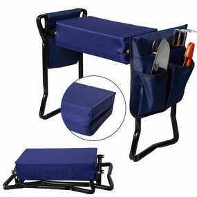 Wider Garden Kneeler Folding Garden Stools Bench and Seat with 2 Tool Pouches, Blue ergonomic garden hand tools for seniors