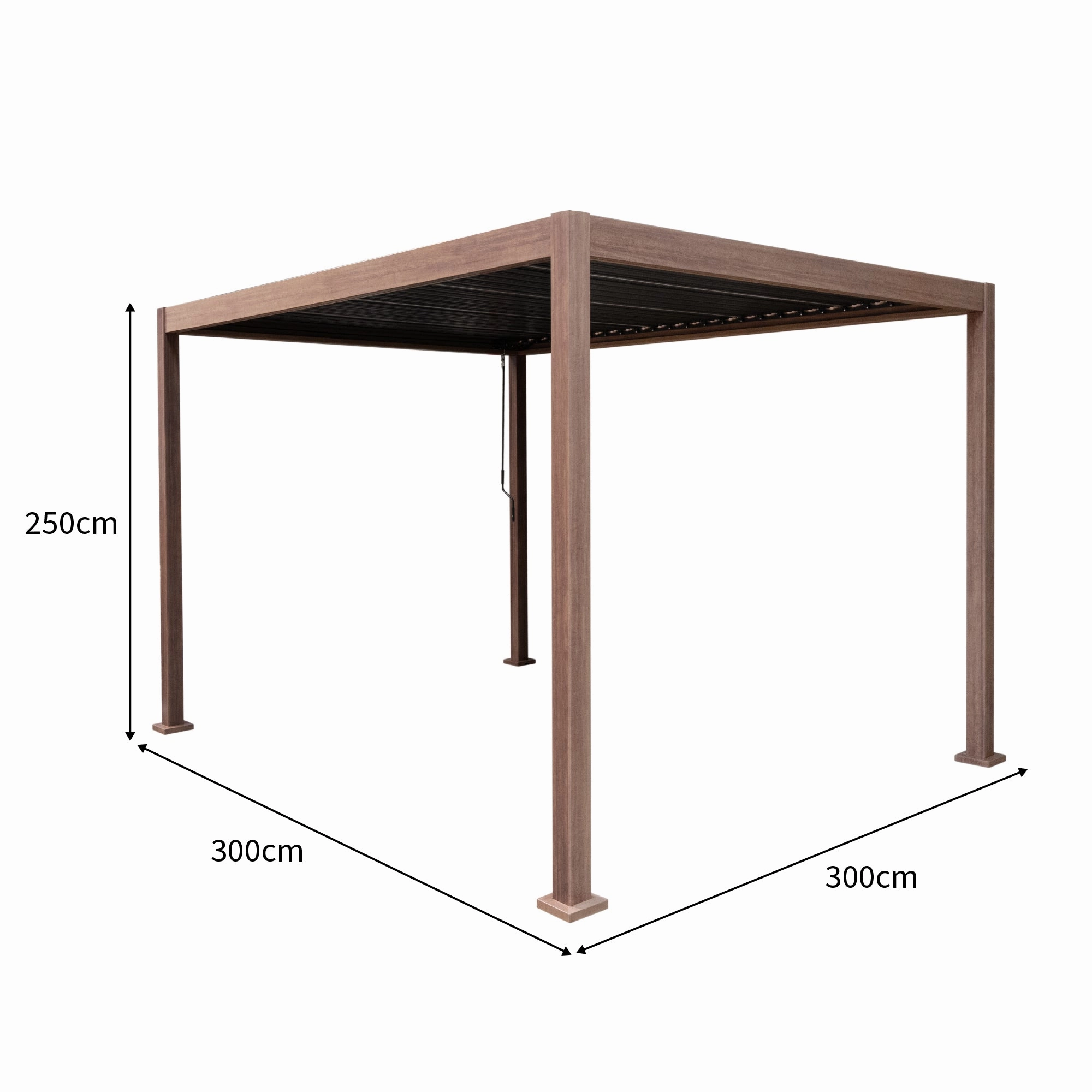 Wood Effect Aluminium Pergola 3m x 3m