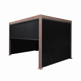 Wood Effect Aluminium Pergola With Blinds - 3m x 3moutdoor patio furniture set