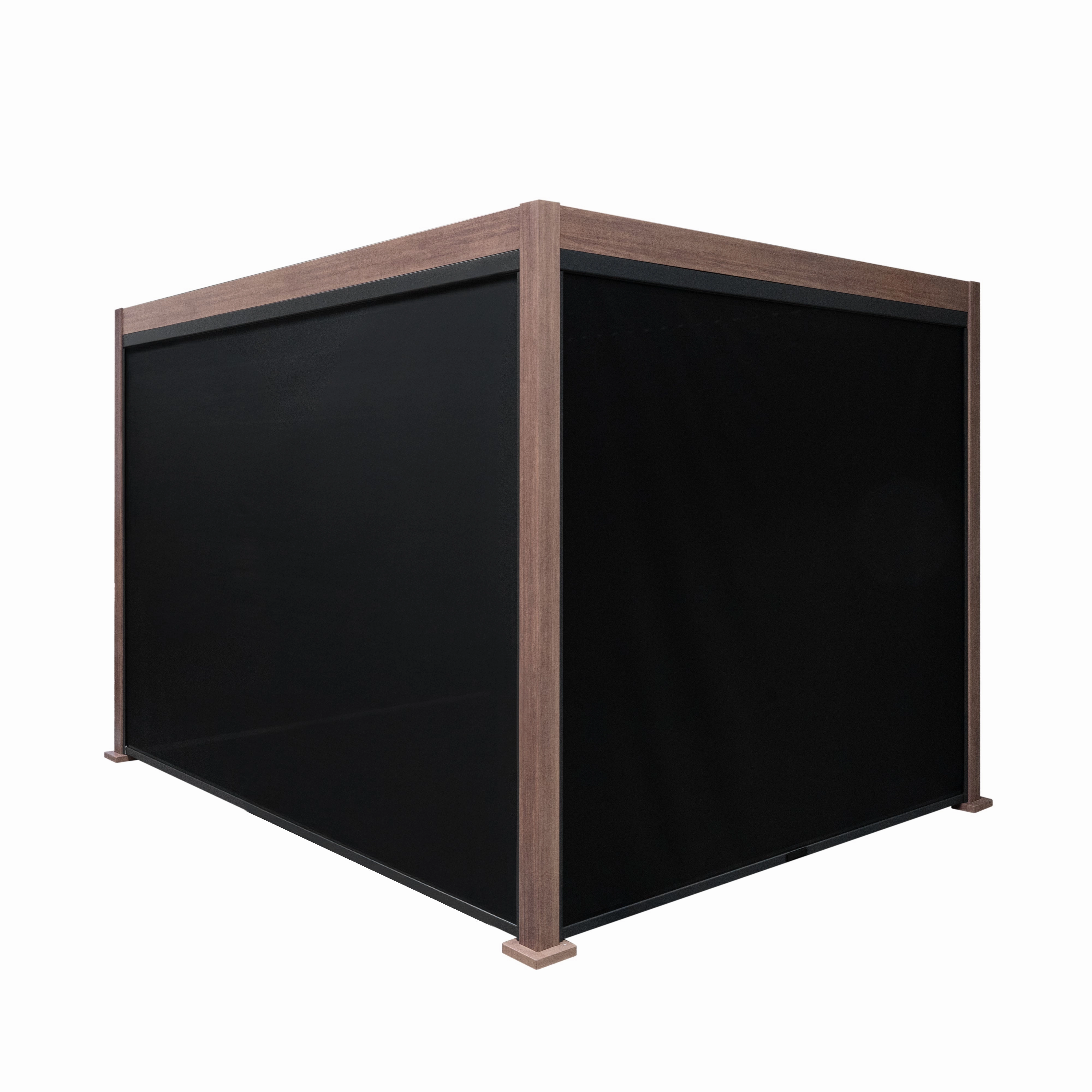Wood Effect Aluminium Pergola With Blinds - 3m x 3m