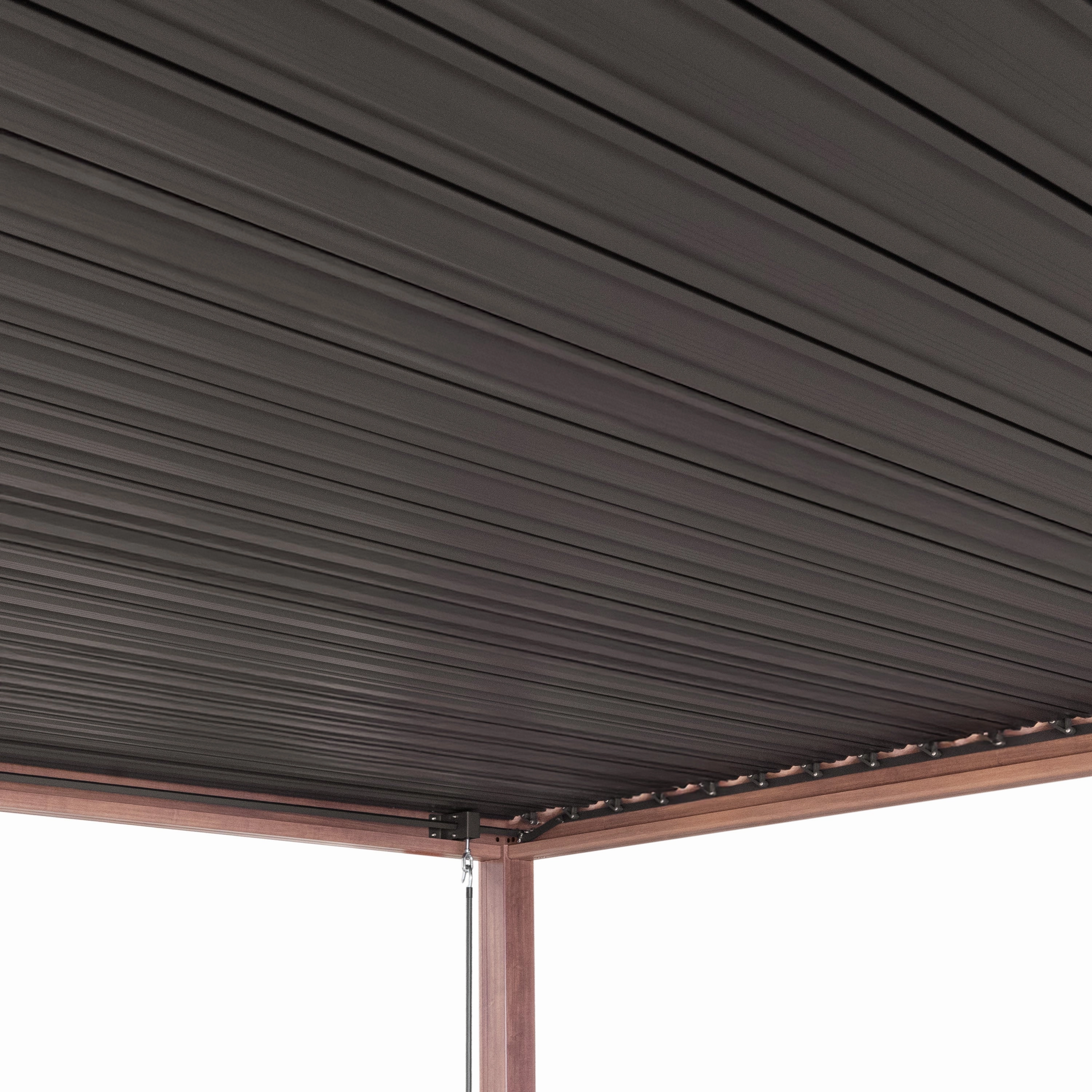 Wood Effect Aluminium Pergola With Blinds - 4m x 3m