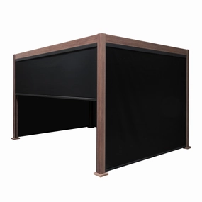 Wood Effect Aluminium Pergola With Blinds - 4m x 3moutdoor patio furniture set