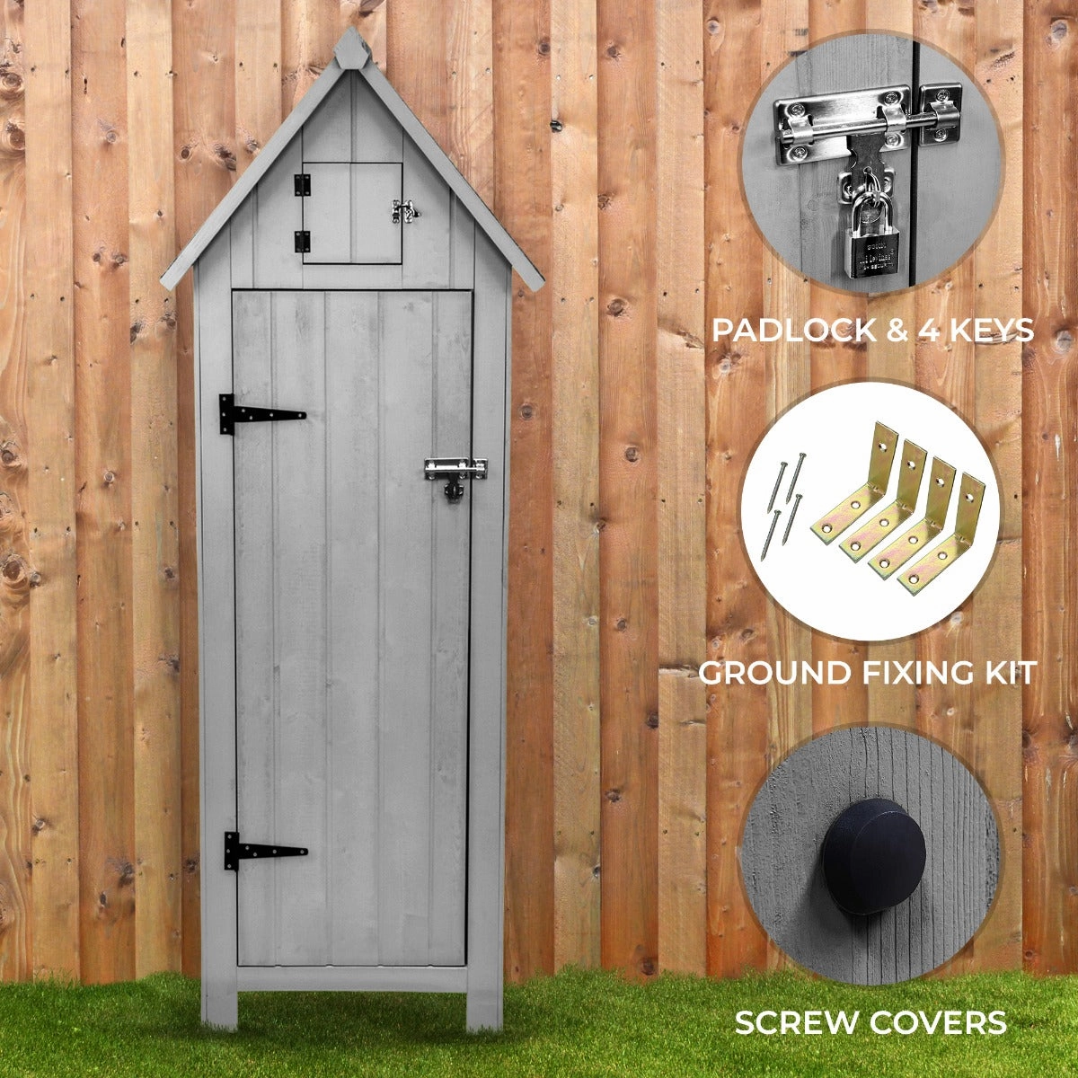 Wooden Garden Shed  Light Grey
