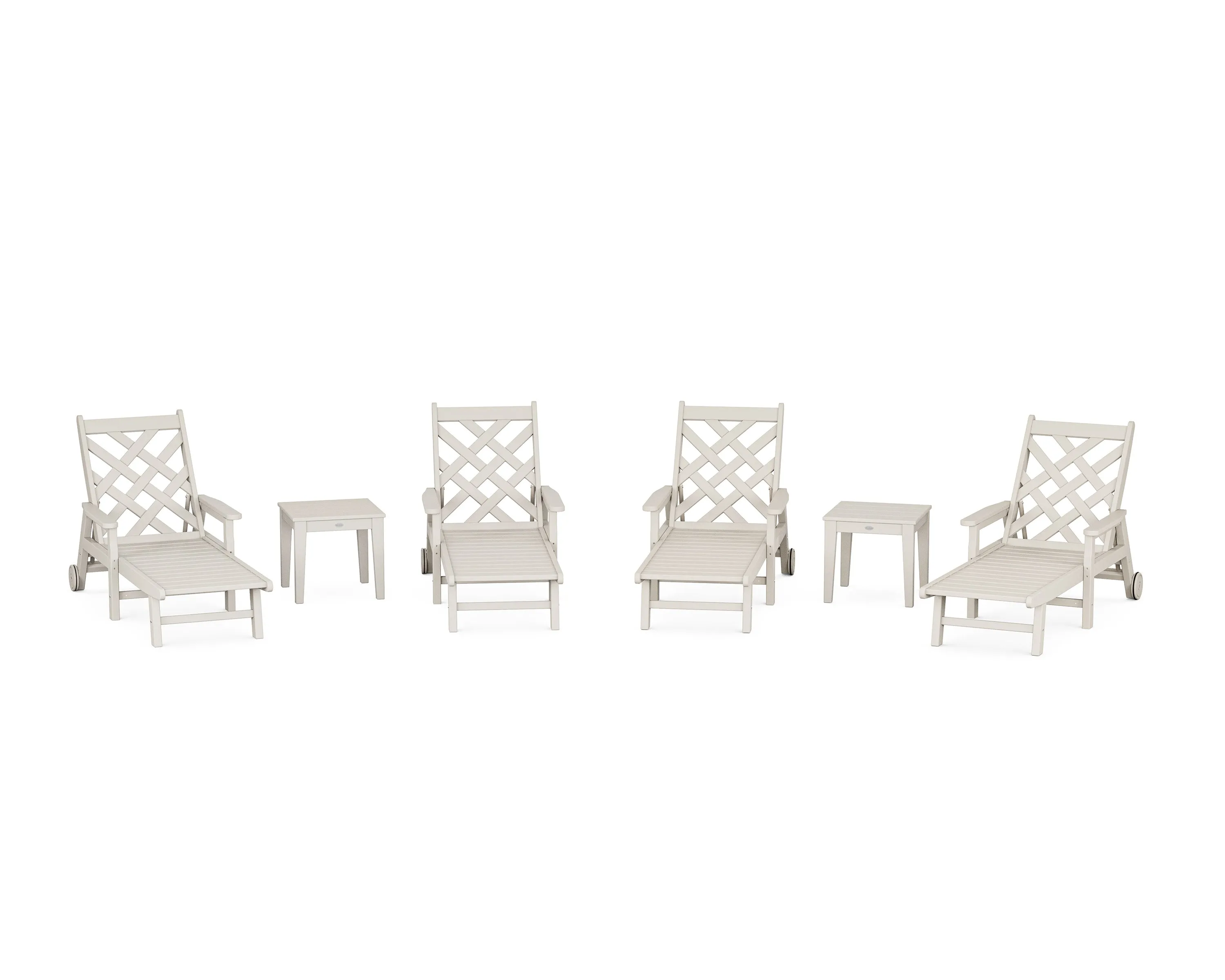 Wovendale 6-Piece Chaise Set with Arms and Wheels