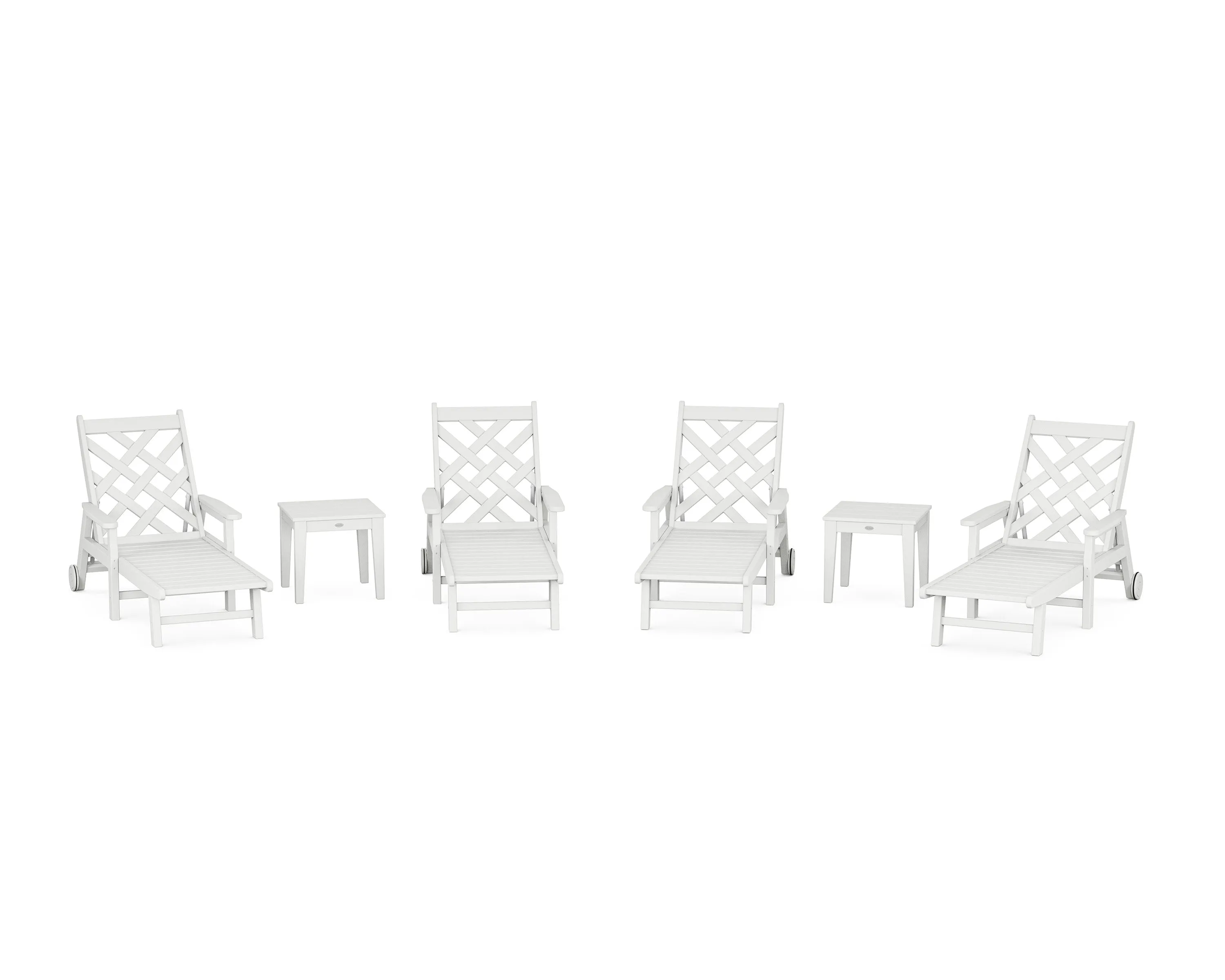 Wovendale 6-Piece Chaise Set with Arms and Wheels