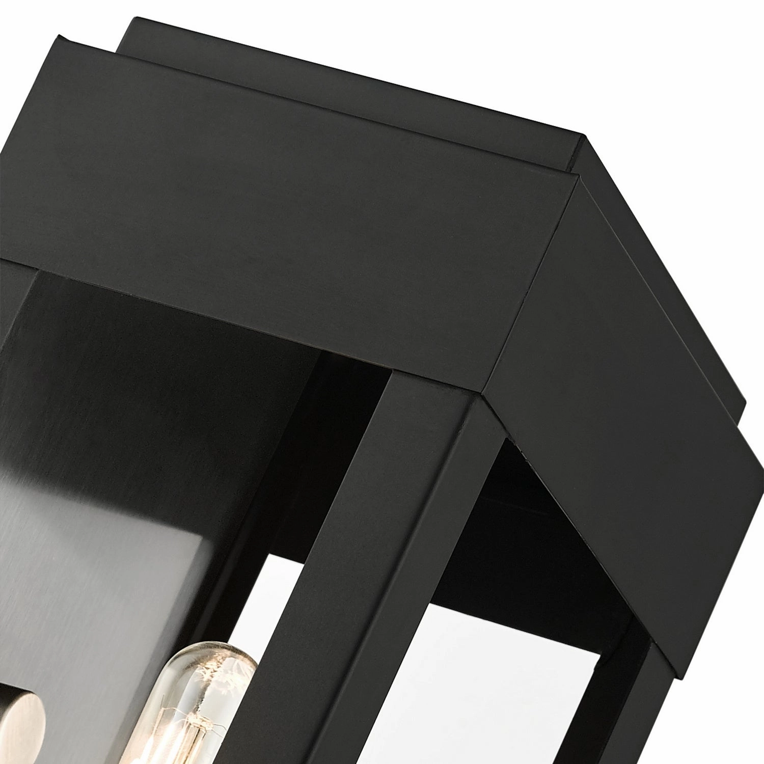 York One Light Outdoor Wall Lantern Black w/ Brushed Nickels w/ Brushed Nickel Stainless Steel