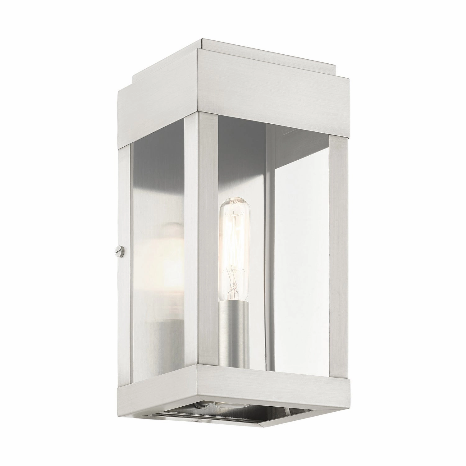York One Light Outdoor Wall Lantern Brushed Nickel w/ Brushed Nickel Stainless Steel