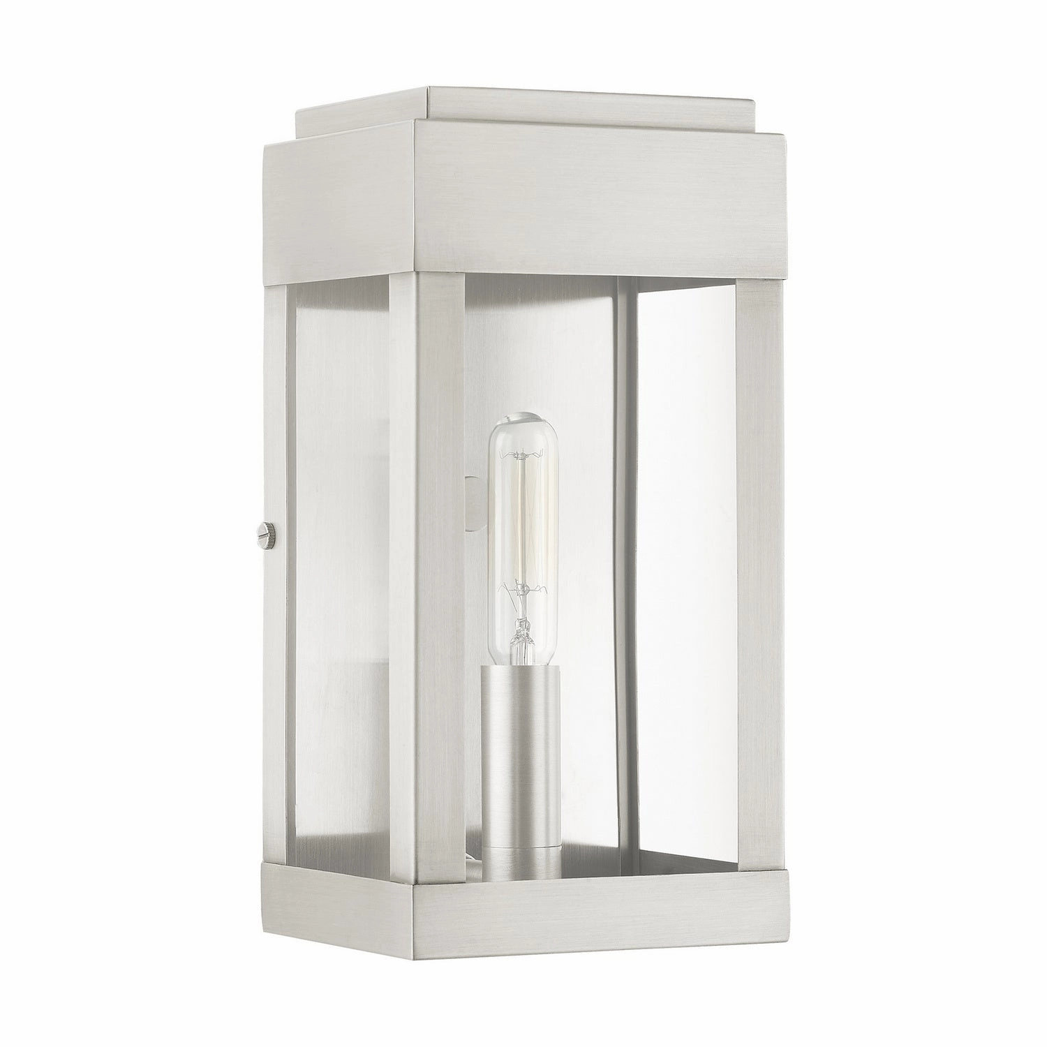 York One Light Outdoor Wall Lantern Brushed Nickel w/ Brushed Nickel Stainless Steel