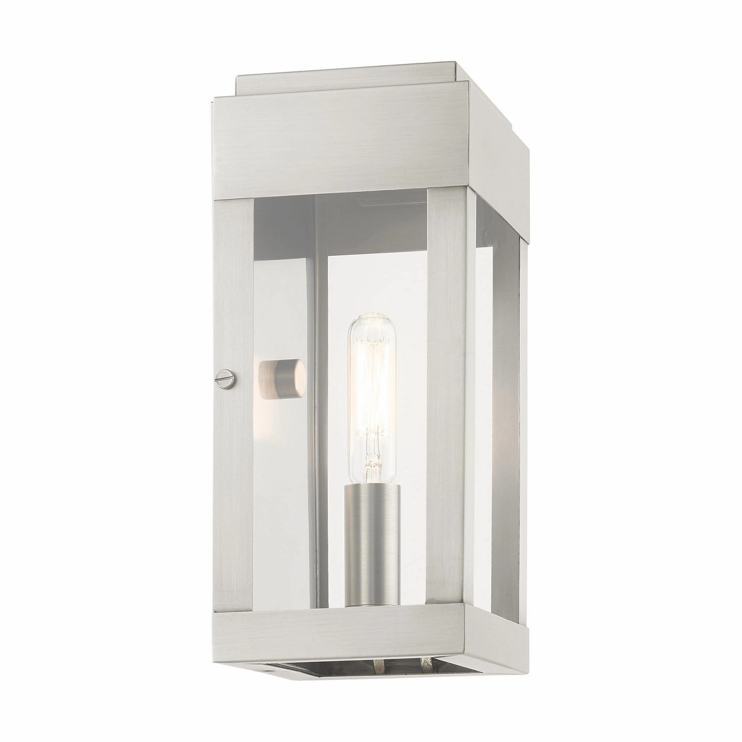 York One Light Outdoor Wall Lantern Brushed Nickel w/ Brushed Nickel Stainless Steel