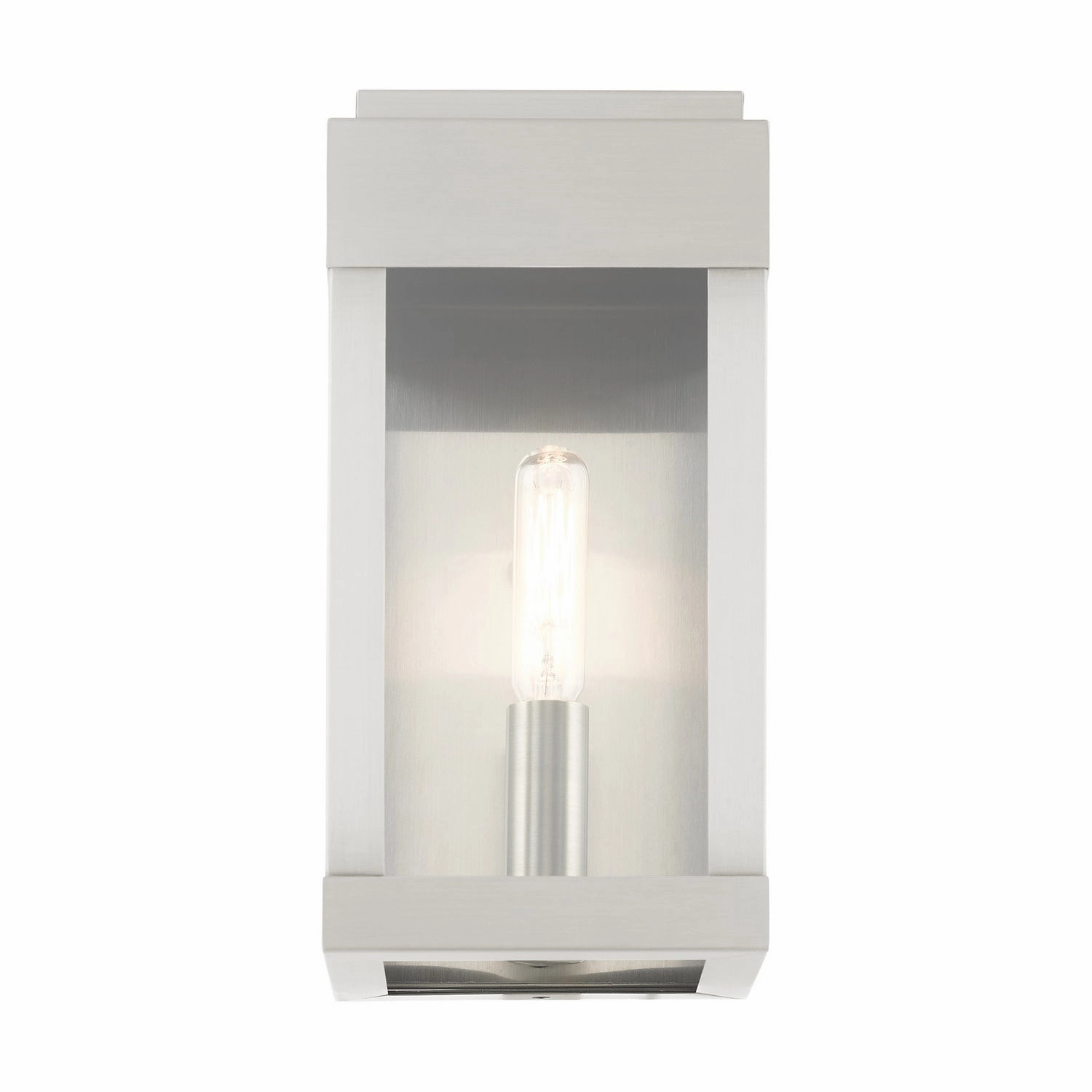 York One Light Outdoor Wall Lantern Brushed Nickel w/ Brushed Nickel Stainless Steel