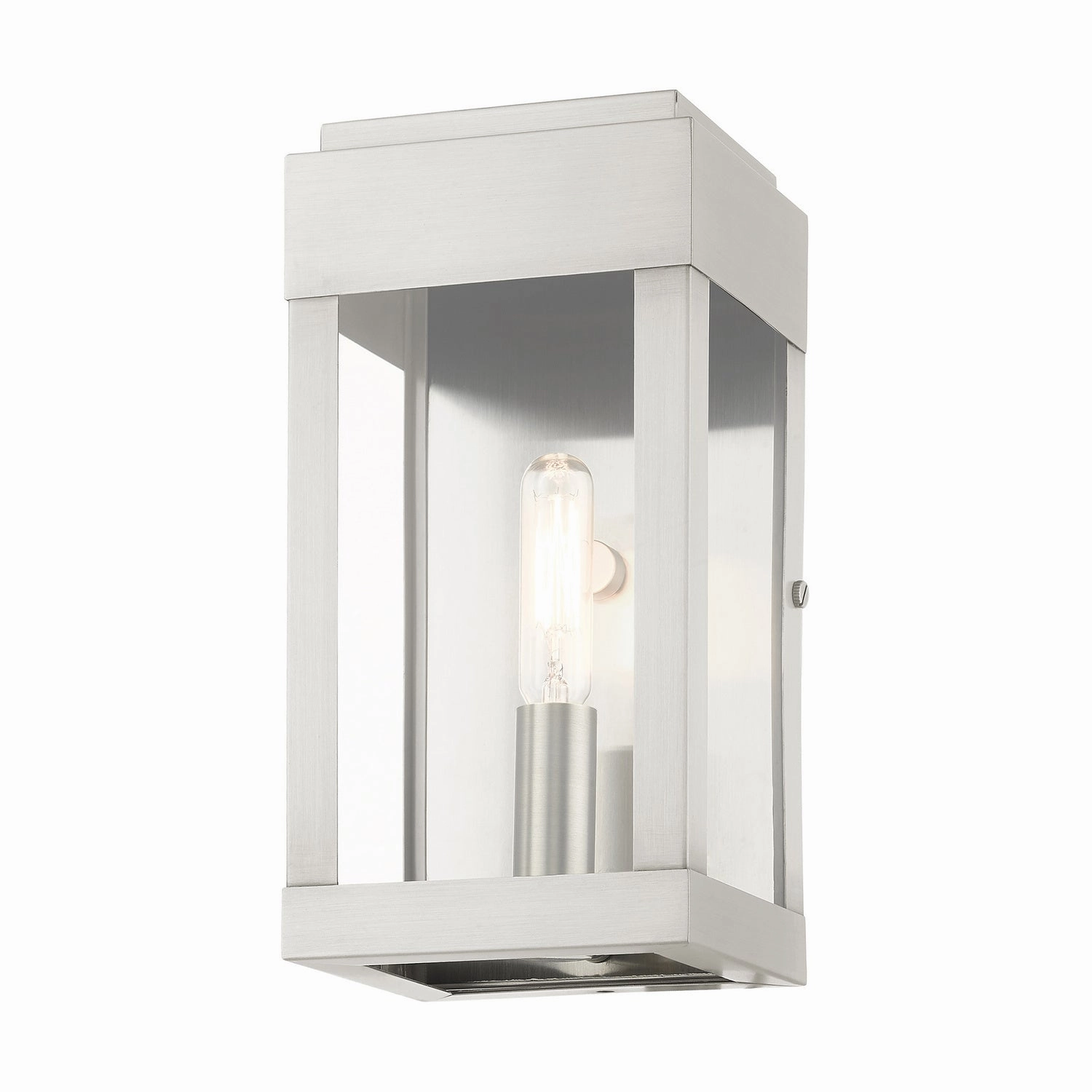 York One Light Outdoor Wall Lantern Brushed Nickel w/ Brushed Nickel Stainless Steel